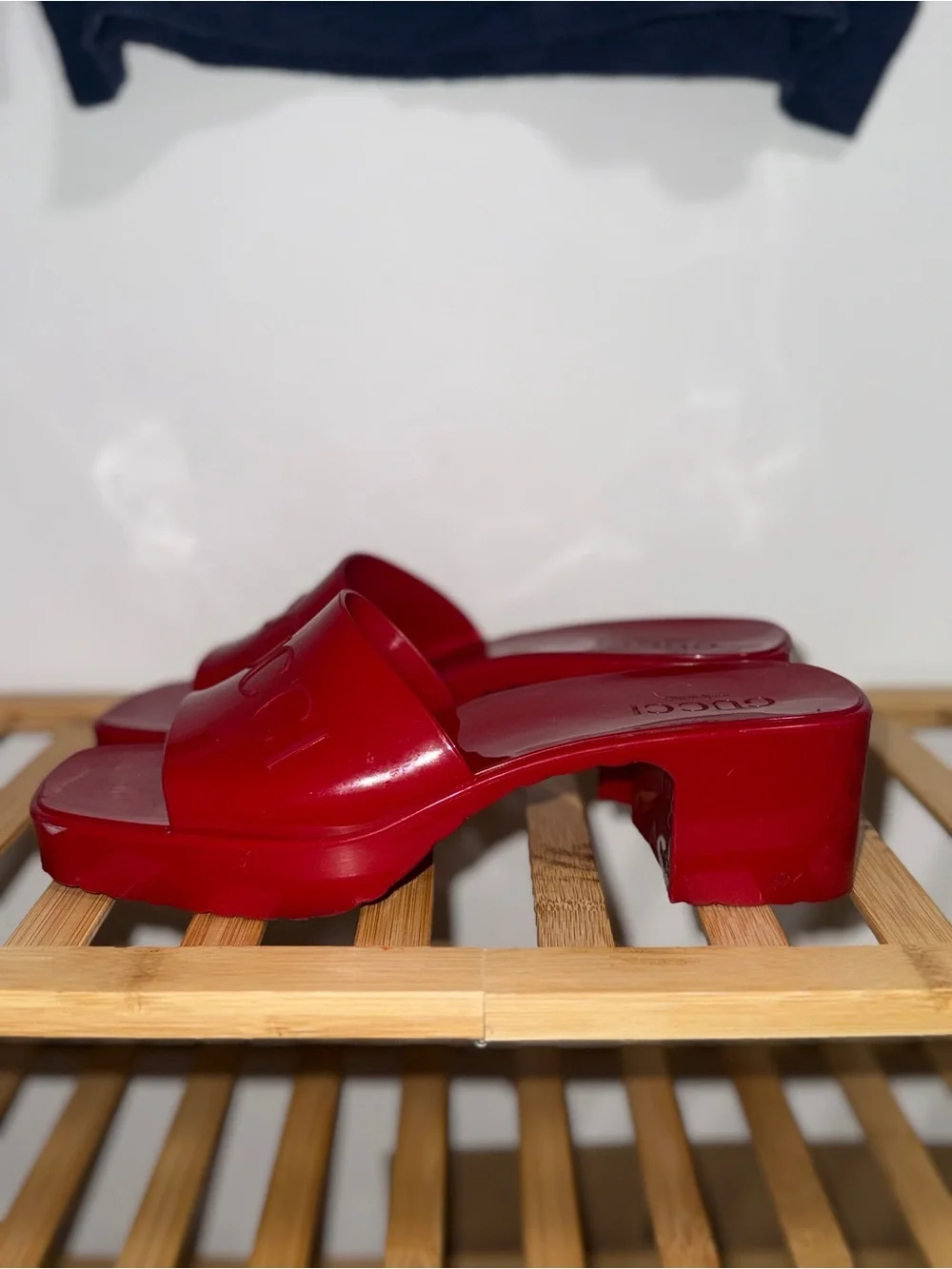 Gucci Red Patent Platform Slide Mules - Picture 3 of 6